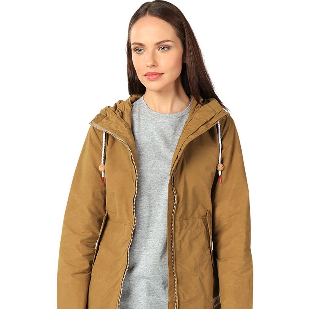 NWT Women's Tan Hooded Penfield Wax Coated Jacket W/ Zipper & Drawstring